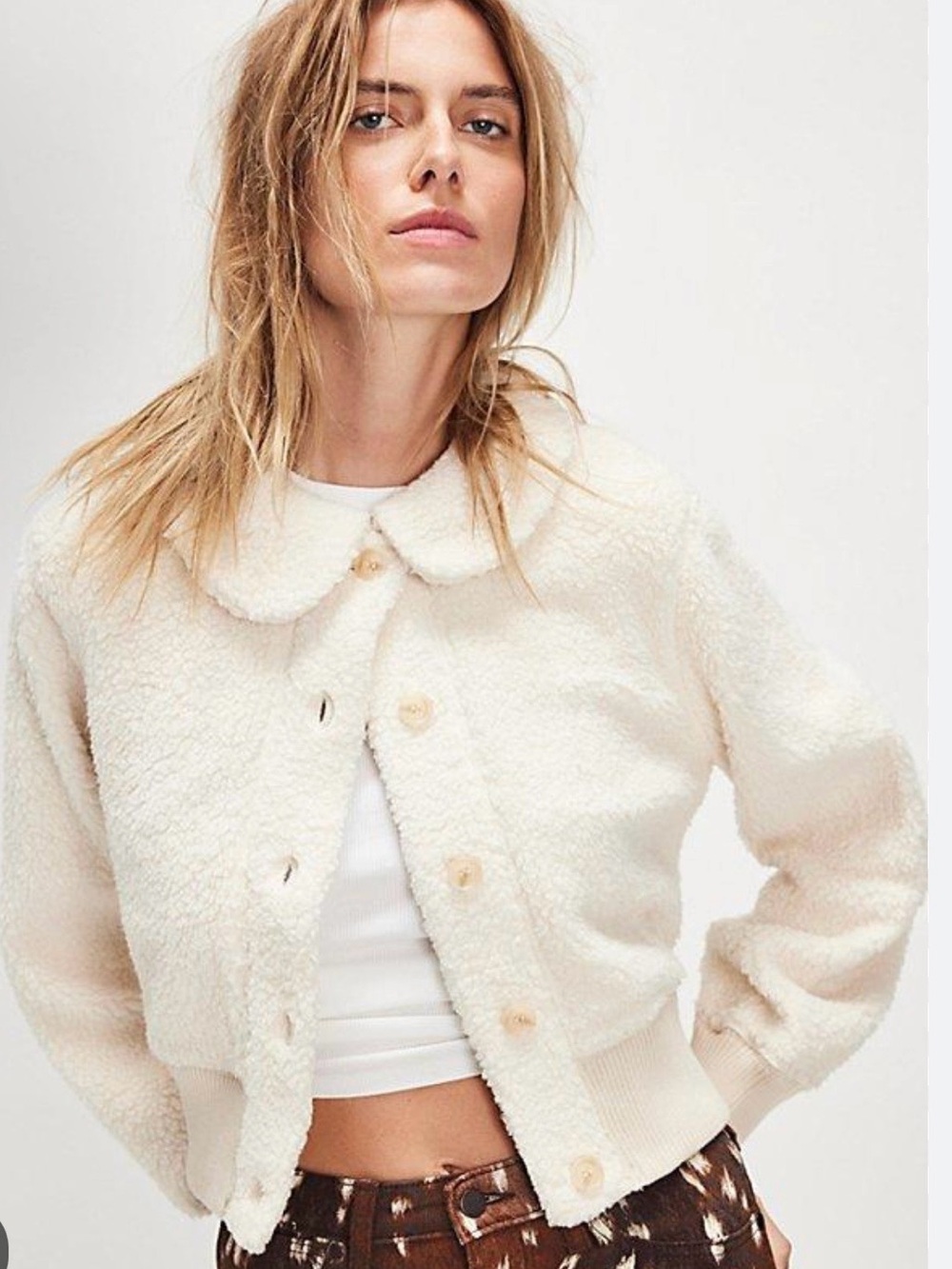 Free People Molly Faux Sherpa Cardi NWT